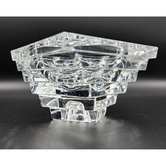 JG Durand Vintage Crystal Sculpture Candle Holder 2.25in x 4in 1980 Round Candle - Picture 8 of 11